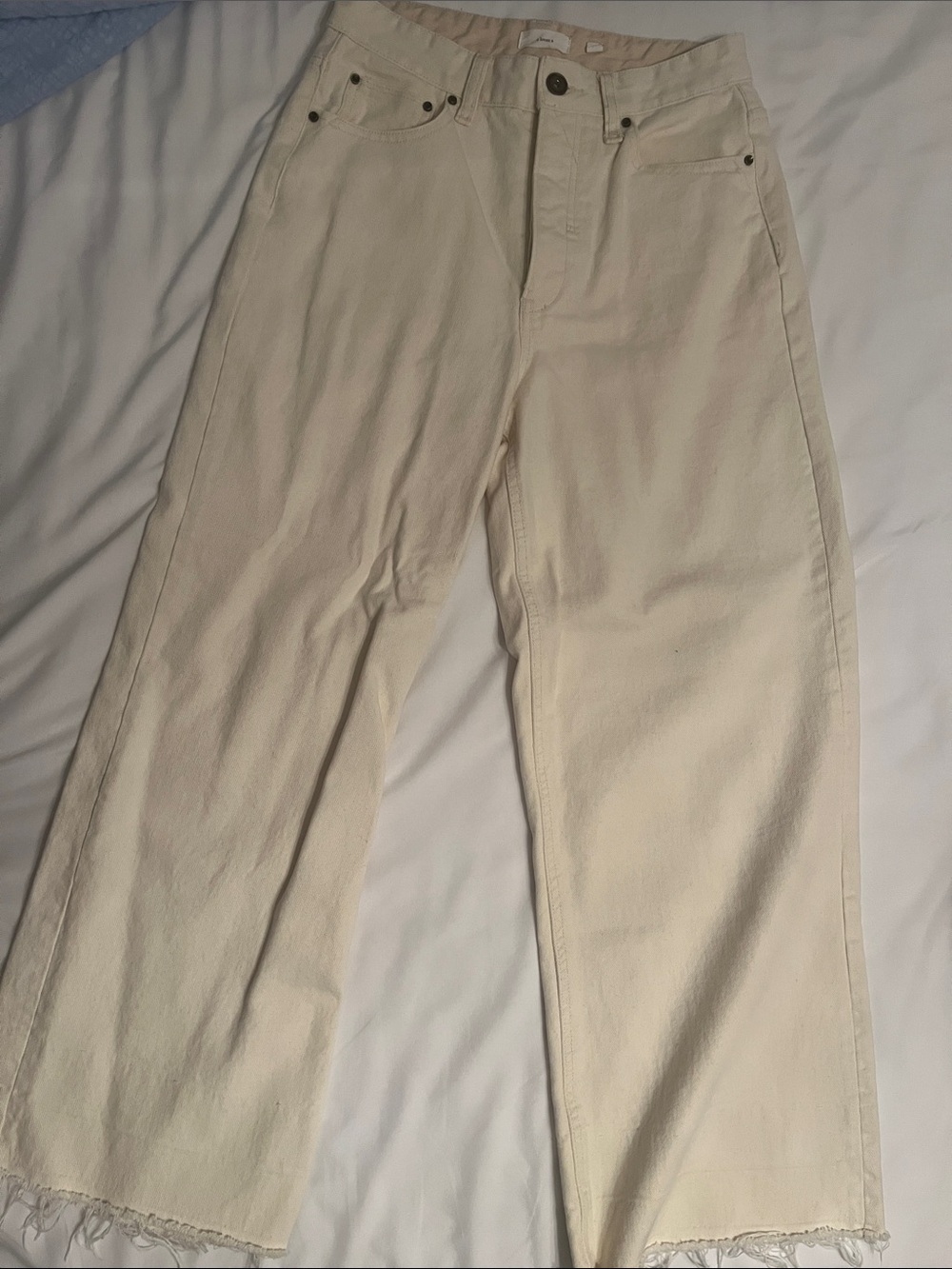 Wide Leg Flare Jeans in Ivory